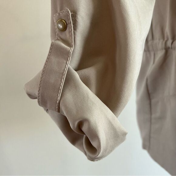 NWT Chico’s jacket soft mix safari crepe lapel size 0 (small 4) tan waist tie - Picture 7 of 12